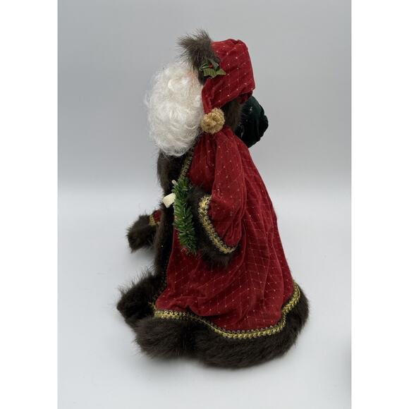 Santa Claus Tree Topper Table Top 14” Tall Red Brown Faux Fur Trim Regal Vtg - Picture 7 of 11